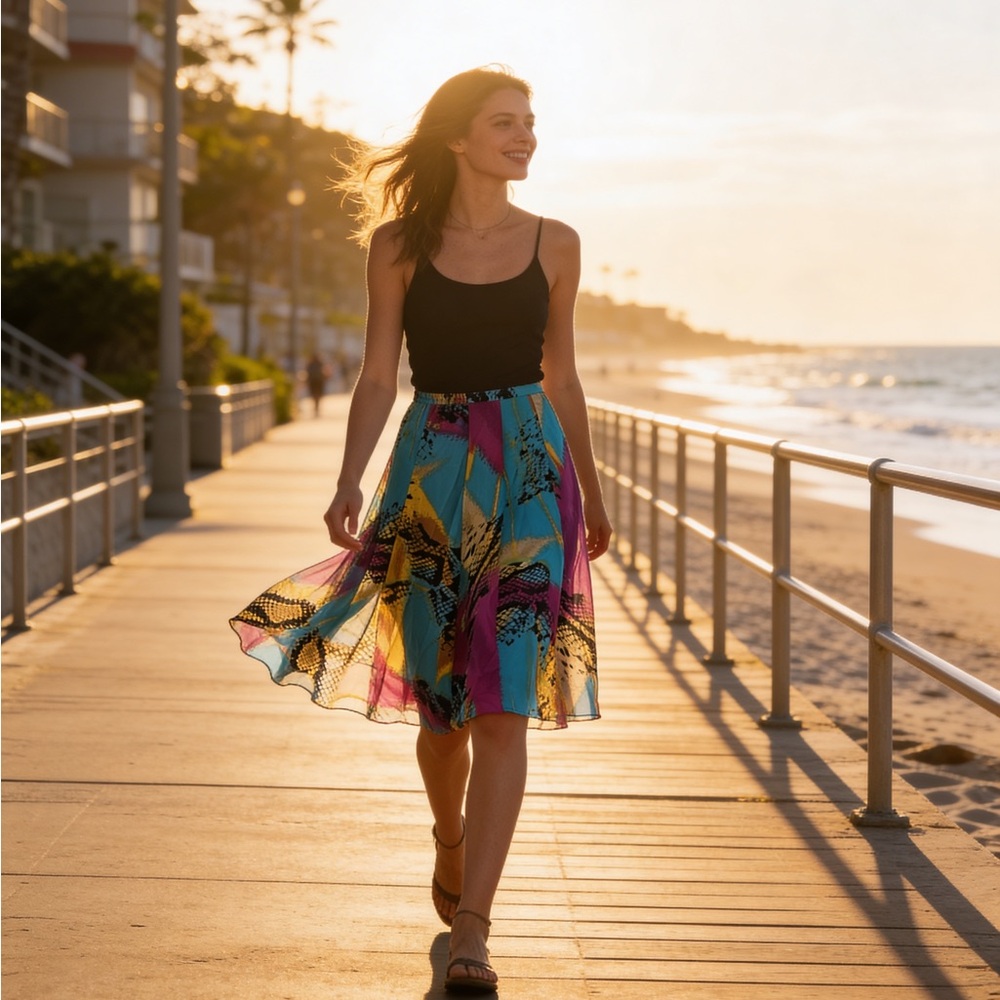 Vibrant Boho Ombre Animal Print Skirt